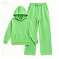 thumbnail image 4 of Gaxelrn Girls Mint Green Fleece Sweatsuit, Hooded Pullover & Wide Leg Pants, 2-Piece Set for 5-14,Size 5-6 T, 4 of 6