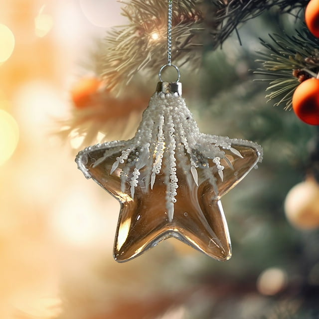 Fiudx Bola Navideña de Cristal, Diseño Transparente con Lentejuelas Brillantes, Adorno para Árbol Festivo, Fácil de Colgar, Decoración Multiusos, Decoración Navideña para El Hogar, Tamaño de 8-10,5 C