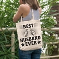 thumbnail image 2 of Best Husband Ever with Two Thumbs, Wedding Anniversary or Father's Day, 12oz Canvas Tote Bag, 2 of 3