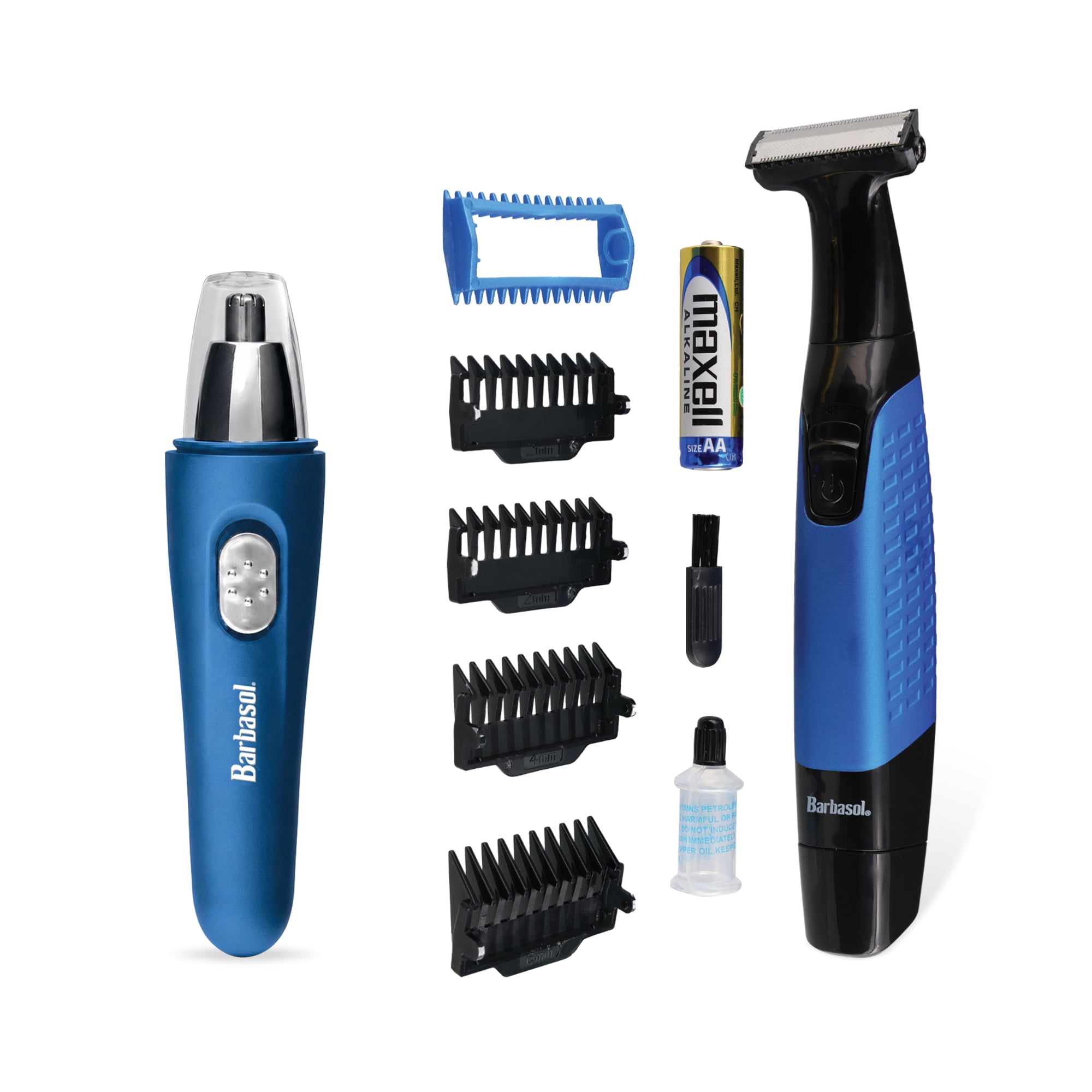 Barbasol Men’s Face and Body Trimmer with Rechargeable Nose and Ear Hair Trimmer, 2-Piece Wet and Dry Grooming Bundle