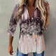thumbnail image 2 of Tops para mujer Camisas Blusas Elegantes Camisas casuales de manga larga Estampado de moda Cuello vuelto Camisa con botones Odeerbi  ODB-5, 2 of 8