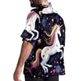 thumbnail image 3 of Starry Unicorn Men's Casual Poplin Button Down Short Sleeve Hawaiian Beach Shirt, 3 of 6