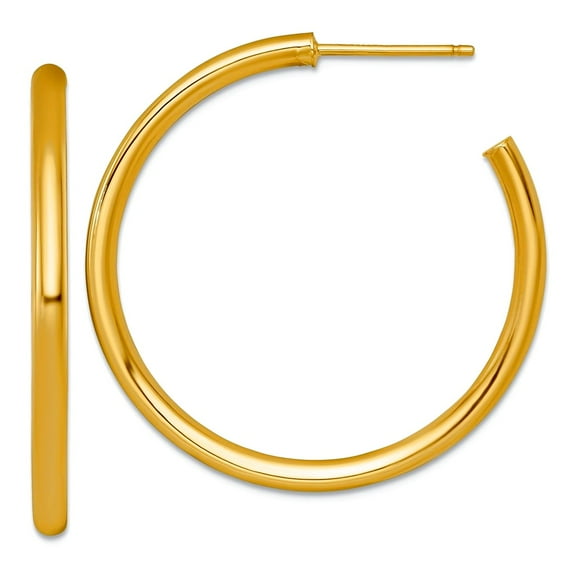 14k Solid Yellow Gold 2.5 X 35mm Polished Post Hoop Earrings 35x35mm Wide 2.5mm Thick Hoop Earring for Women