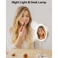thumbnail image 7 of Lighted Makeup Mirror with 10X Magnifying, Rechargeable Double Side 3 Color Lighting, Dimmable Vanity Mirror with Touch Control 360° Rotation Makeup Mirror for Desk for Woman, Silver, 7 of 7