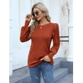 thumbnail image 3 of Zeagoo Womens Elegant Knitted Shirts Lightweight Round Neck Blouse Tops Long Puff Sleeve Pullover Sweater, 3 of 9