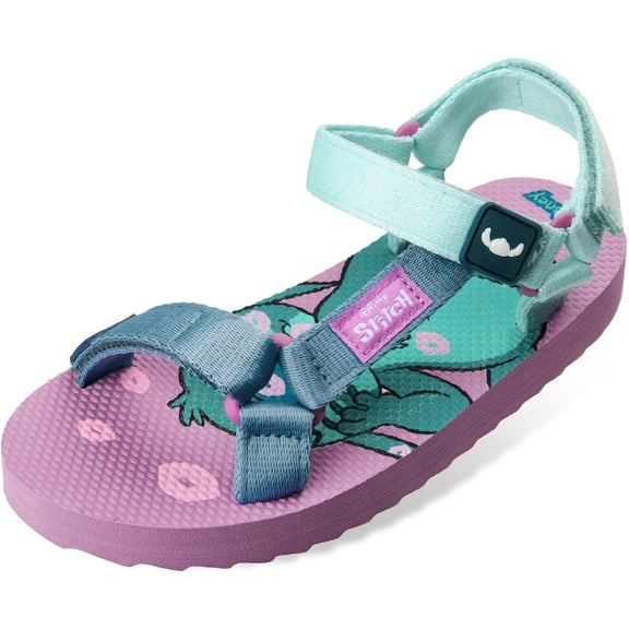 Sandalias Disney Stitch para niñas, color lila/azul, talla 2.5US