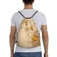 thumbnail image 2 of Drawstring Backpack - Retro Hand Drawn Honey Bees Sunflowers Splash Proof Small Drawstring Gym Bag for Women Men, Cinch Sports String Bag Backpack for Travel Swimming Beach, 2 of 8