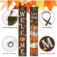 thumbnail image 3 of lijoe Thanksgiving Give Thanks Porch Banner Sign, Fall Pumpkin Patch Maple Leaves Front Door Decorative Hanging Welcome Banner Flag, Autumn Buffalo Plaid Farmhouse Decoration Home Outdoor Yard Decor, 3 of 6