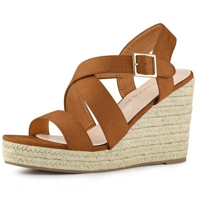 BLISSFUL STEP Sandales Compensées à Plateforme Espadrilles à Bride Arrière pour Femmes
