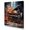 thumbnail image 2 of Designart "Magical Melody on Floral Piano I" Music Canvas Wall Art - Vintage Black Music Piano Entryway Wall Art Print, 2 of 6