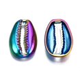 thumbnail image 3 of 20 pc Alloy Pendants No Hole/Undrilled Cadmium Free Nickel Free Lead Free Cowrie Shell Shape Rainbow color 19x12x2.5mm, 3 of 3