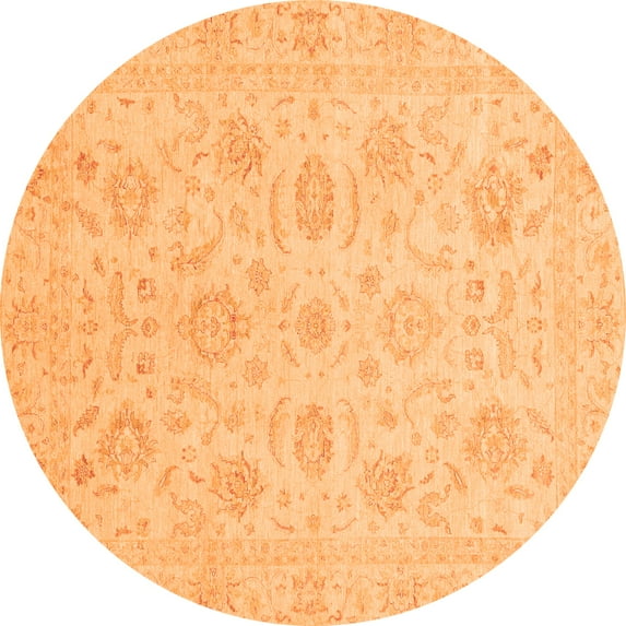 Ahgly Company Indoor Round Oriental Orange Traditional Area Rugs, 3' Round