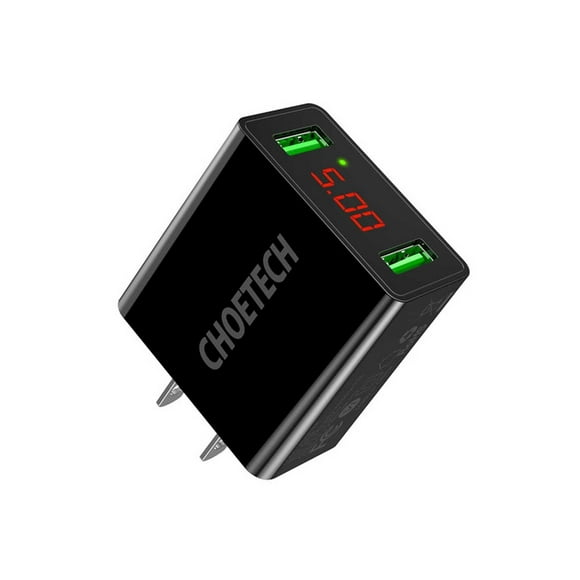 Cargador AC CHOETECH 2 x USB-A 2.2Amp Universal con display LED