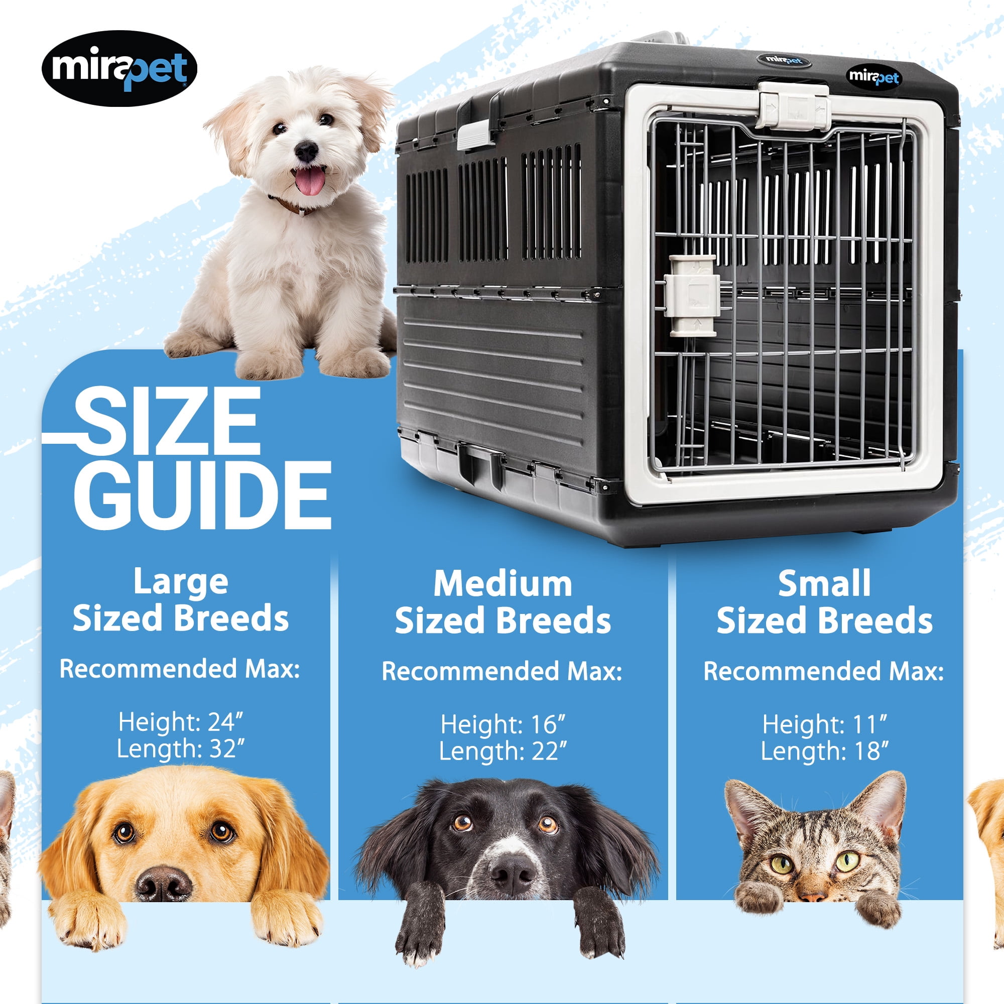 Open Box Mirapet Pet Carrier, Collapsible Portable Kennel for Medium, 26"