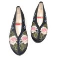 thumbnail image 3 of TJ Global Women's Traditional Chinese Flower Embroidery Flats - Totem Style Loafers Comfortable Round Toe Ballet, Cheongsam (Black, Size 7), 3 of 4