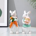 thumbnail image 5 of Estatua de conejito, figuras de conejo de Pascua de primavera, adornos de escritorio para oficina en casa, 5 of 5