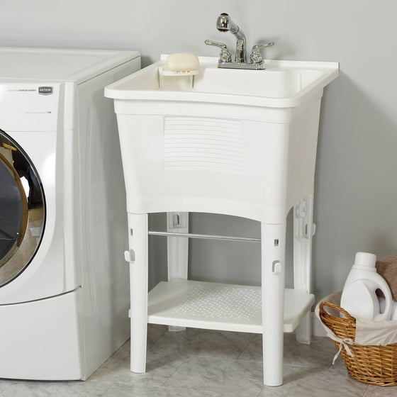 ErgoTub Full Featured Freestanding Utility Laundry Tub with Faucet Kit