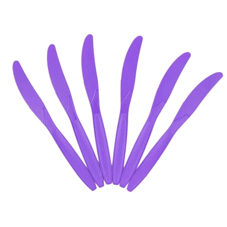 JAM Paper Big Party Pack of Premium Plastic Knives Purple 100 per Box
