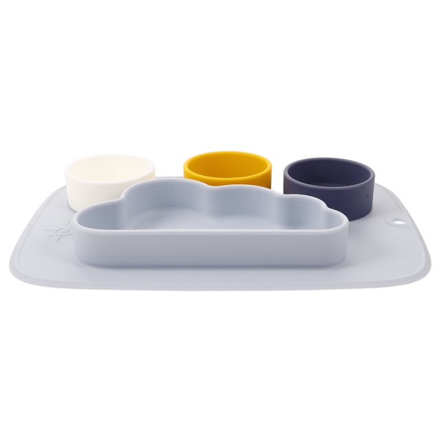 SEWACC Sky Blue Suction Plate For Babies Feeding Non Slip Silicone 1Set