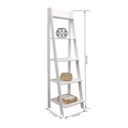 Jela Solid Wood 5 Shelf Ladder Bookcase White