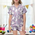 thumbnail image 2 of Easter Pajamas Kids Girl Short Satin Pajamas Set Pulloverr Sleepwear Set Trendy Fashion Cothes #Z04 12-13 Years, 2 of 5