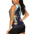 thumbnail image 3 of Haiem Cosmic Cat In Window Printed Women's Workout Tank Top, Quick-Dry Sleeveless Gym Shirt, Breathable Lightweight Athletic Top for Running, Yoga, and Casual Wear-Medium, 3 of 7