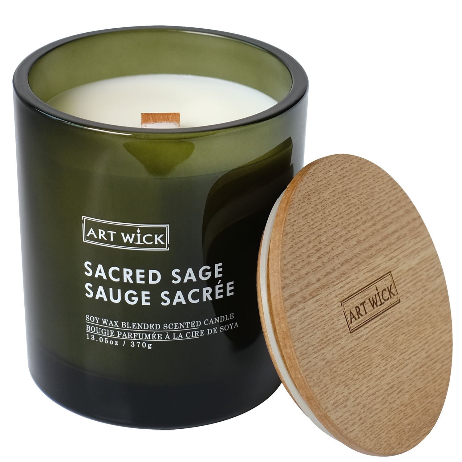 Art Wick 13.05oz Sacred Sage Soy Wax Blended Scented Candle,1 wood wick, · 13oz· 370g· 1 pack