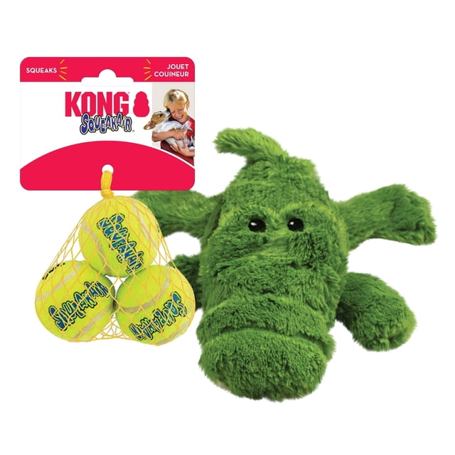 Pelotas de cocodrilo y SqueakAir KONG Cozie Ali de Pet Supplies (paquete de 3)