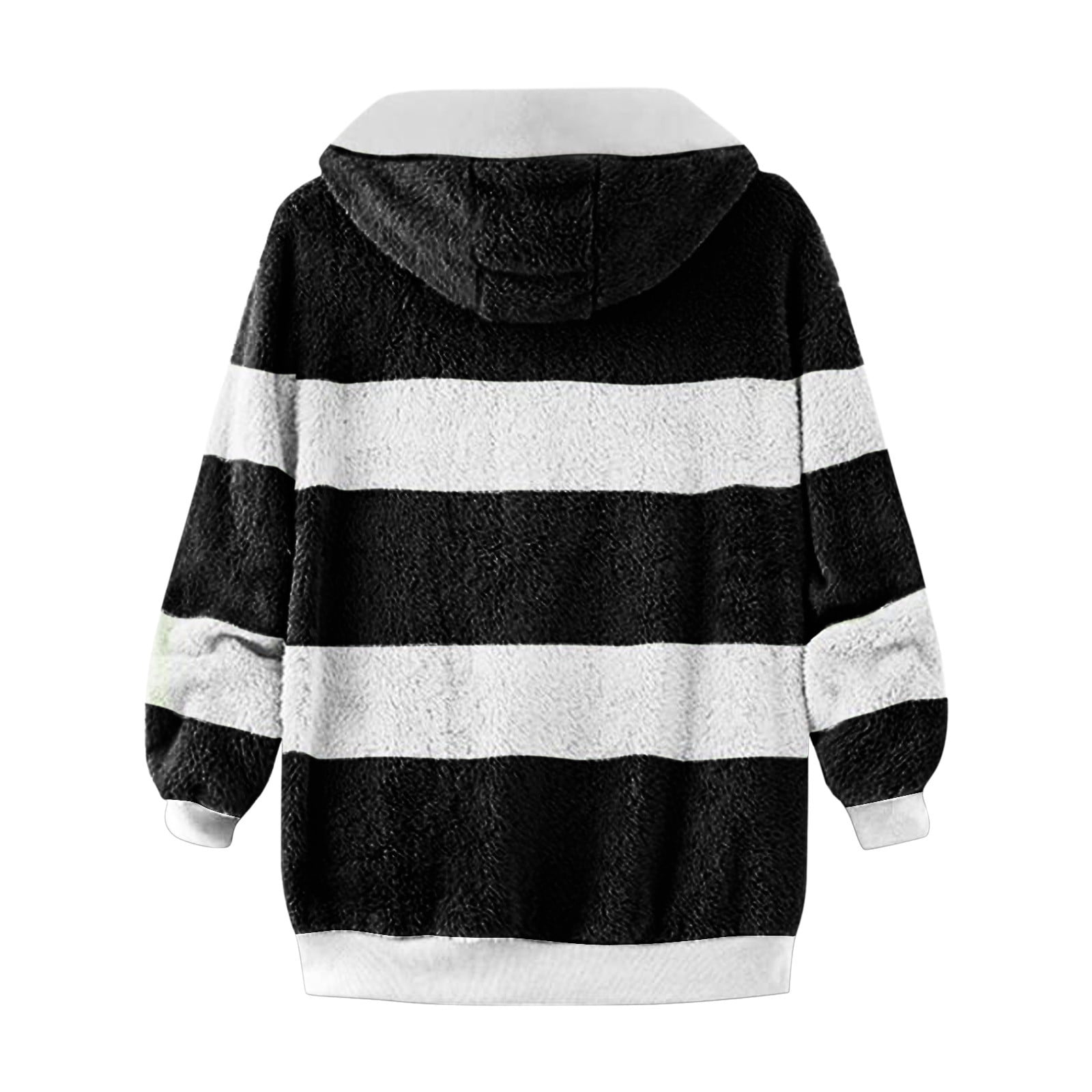 FNFYFH Ladies Plus Size Fleece Coats Color Block Long Sleeve Hooded Jackets Drawstring Winter Warm Hoodie Overcoat with Pockets Fluffy Jacket S-5XL