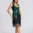 thumbnail image 7 of Fringe Dresses for Women Great Gatsby Sequin Sparkly V Neck Sleeveless Dress Vintage Cocktail Party Flapper Dress Green XXXL, 7 of 7