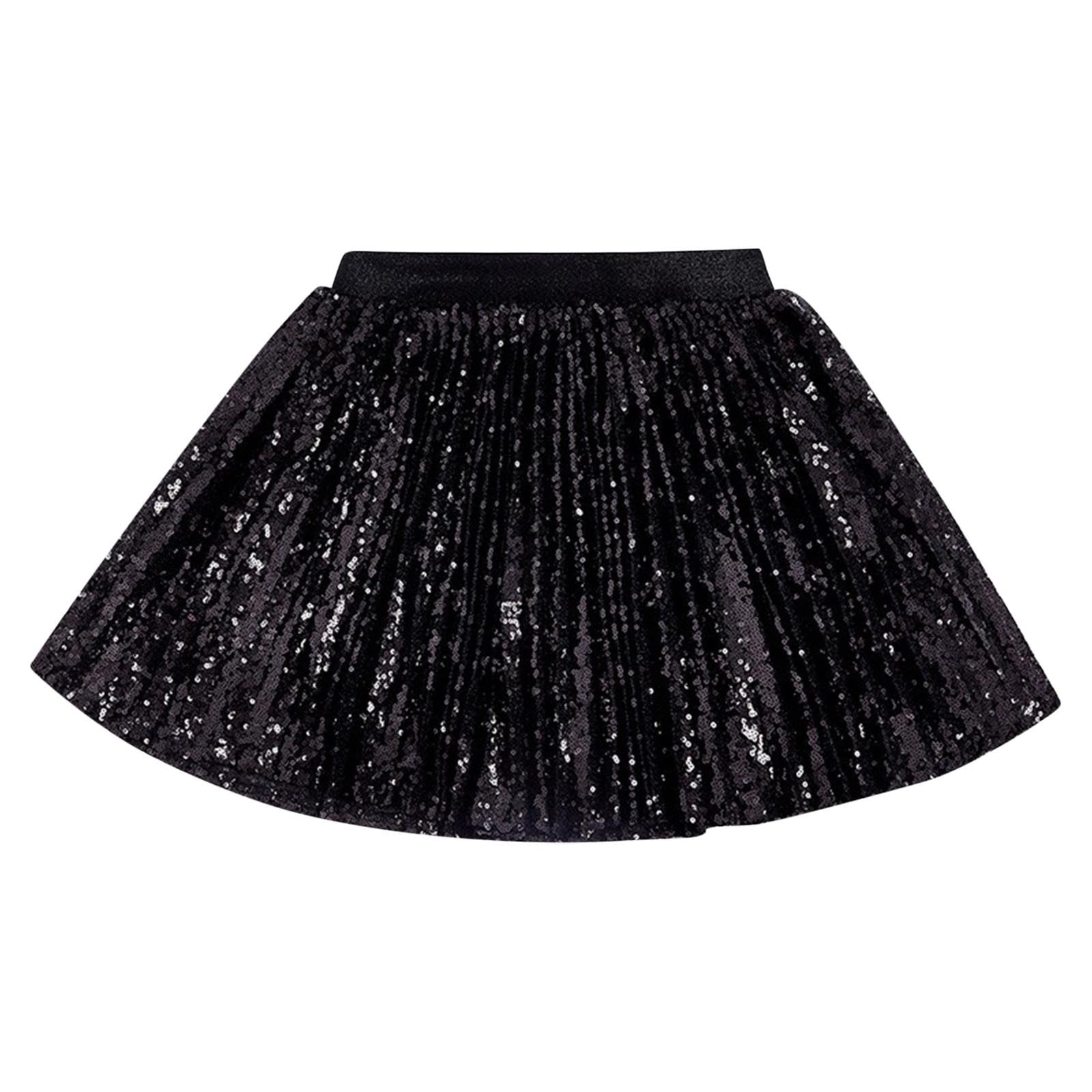 Happy Cherry Mini Jupe à Paillettes Scintillantes Pour Filles, Taille Haute, élastique, Pour Fête, Club, Rave, 3 à 12 Ans, Perles Noires