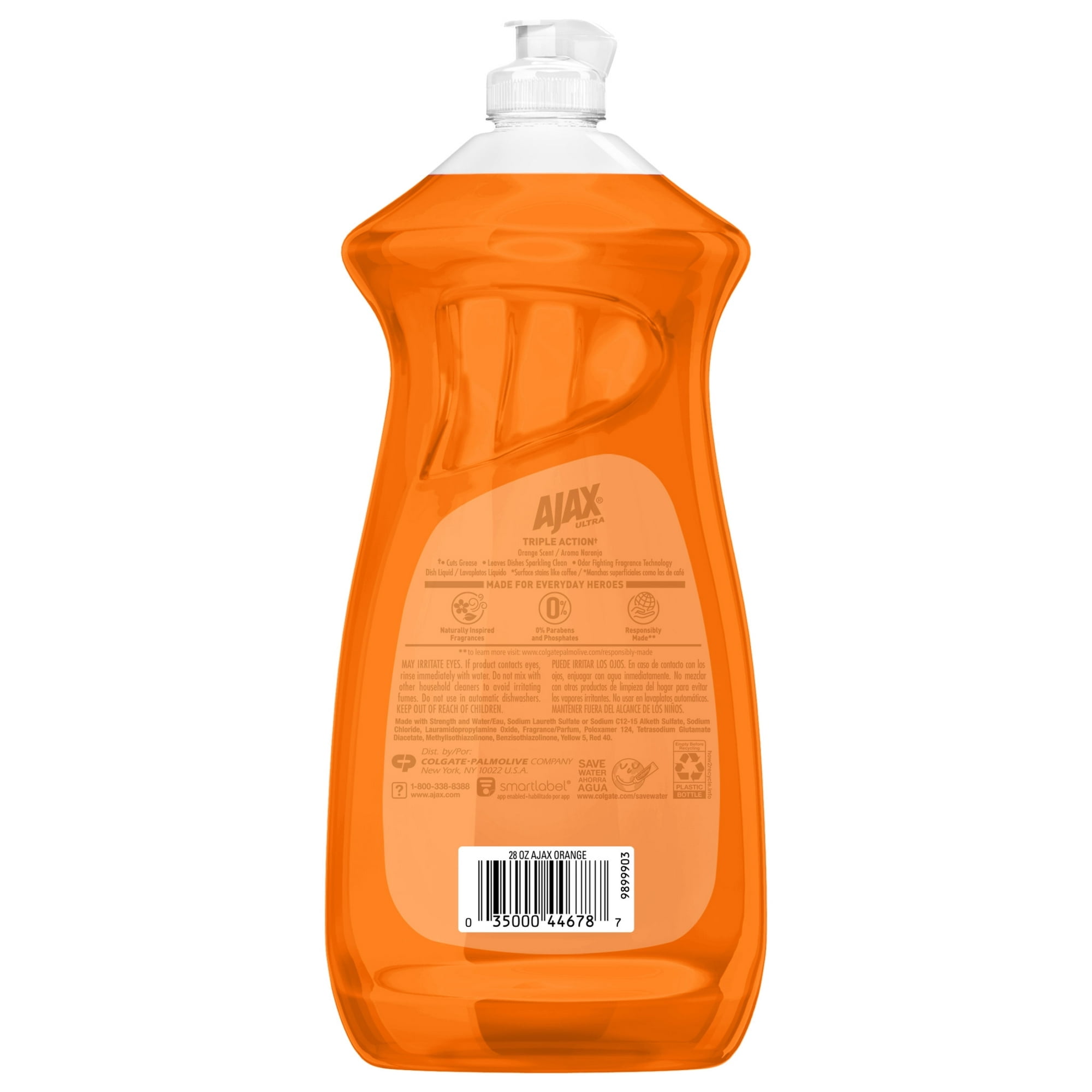 Ajax Ultra Triple Action Dishwashing Liquid Dish Soap, Orange Scent, 28 Fluid Ounce