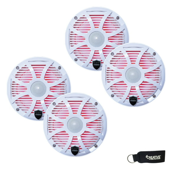 Wet Sounds - Two Pairs Of REVO 6-SWW White Closed SW Grille 6.5 Inch Marine LED Coaxial Speakers