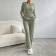 thumbnail image 3 of yunLCZ Silk Pajamas for Men Women's 2024 Fashion Casual Straight Leg Pants Loose V Neck Knit Set Pajama Dress, 3 of 3
