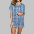 thumbnail image 2 of XuJwPNcy Pajama Sets for Women Collared V Neck Button down Shirts and Shorts Pjs Outfits Matching Sets Clothing, 2 of 4