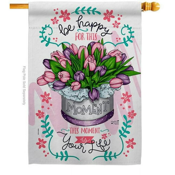 Angeleno Heritage H137544-BO Happy Moment Floral Double-Sided Garden Decorative House Flag, Multi Color