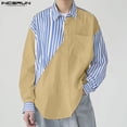 thumbnail image 5 of INCERUN Tops 2024 Camisas de estilo coreano con rayas y retazos en contraste para hombre, ropa de calle informal, blusa de manga larga con personalidad, tallas S a 5XL, 5 of 5