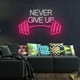 thumbnail image 2 of Handmadetneonsign Never give up neon sign, dumbbell led sign, Home Decor, 2 of 5