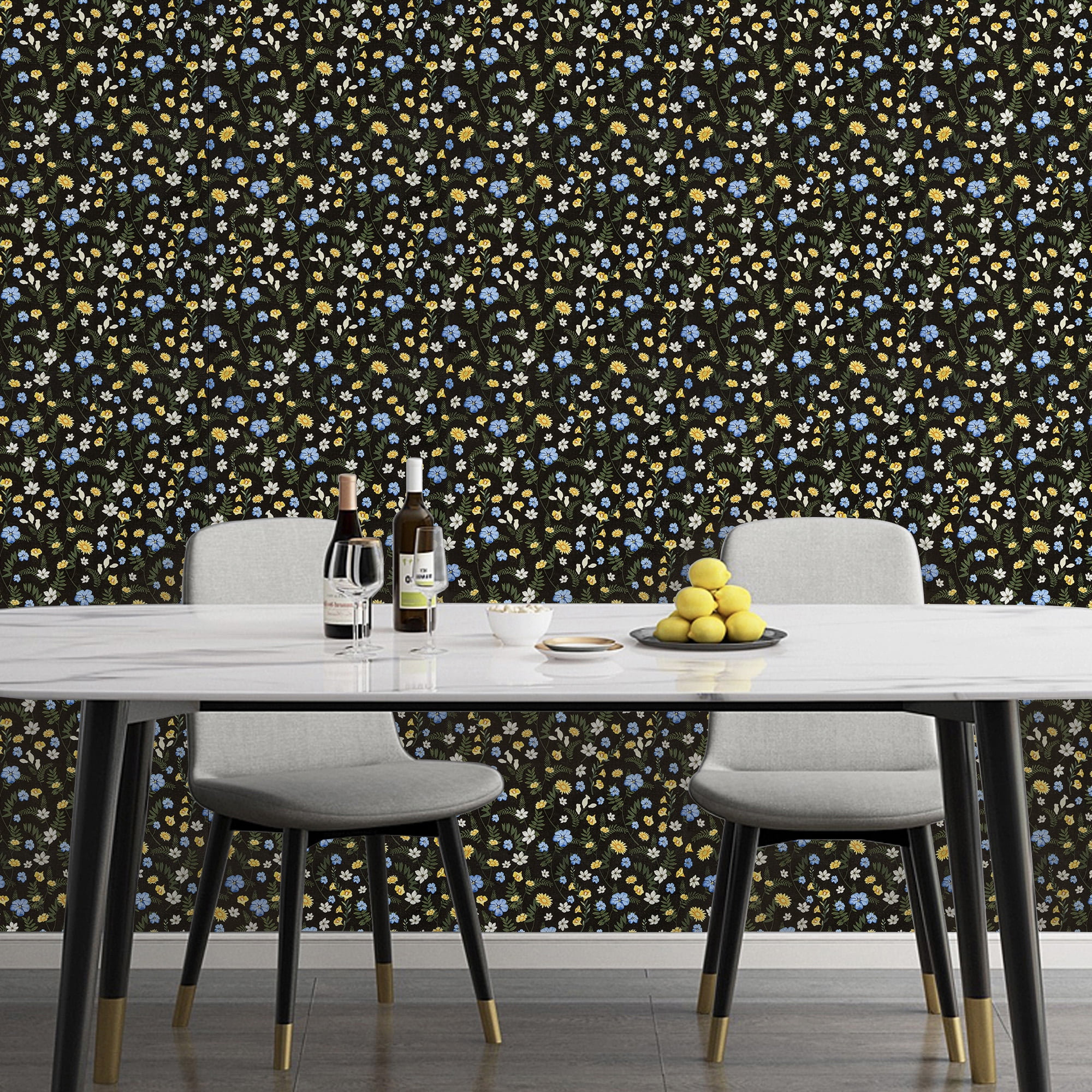 Abyssaly Floral Peel and Stick Wallpaper 17.7" x 118" Self Adhesive Removable Vintage Wallpaper Multicolor for Bedroom Kitchen Walls Shelves