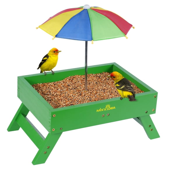 Comedero para pájaros Mixxidea, de madera, con sombrilla, 2,3 kg de capacidad