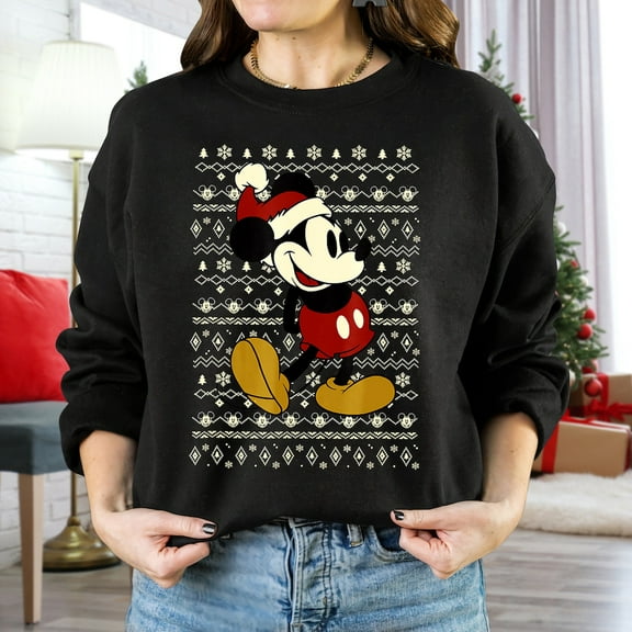Disney Mickey Mouse Classic Pose Santa Costume Holiday Sweatshirt, Disneyland Holiday Matching Family Sweatshirts, Holiday Squad, S-5XL Sweatshirt