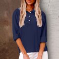 thumbnail image 2 of Snoarin Shirts for Women Fashion Summer Leisure Long Sleeve Turndown Collar Solid Tops S-2XL, 2 of 6