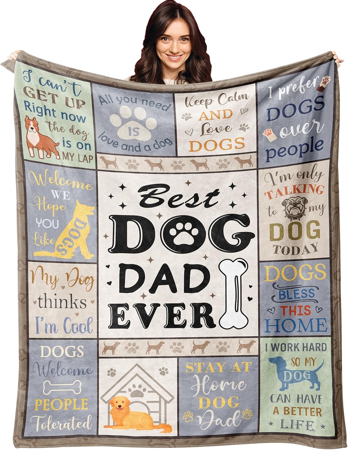 Cat Dad Throw Blanket 50x60 Inches - Soft Flannel Blanket For Cat Lovers, Gifts For Men, Father's Day