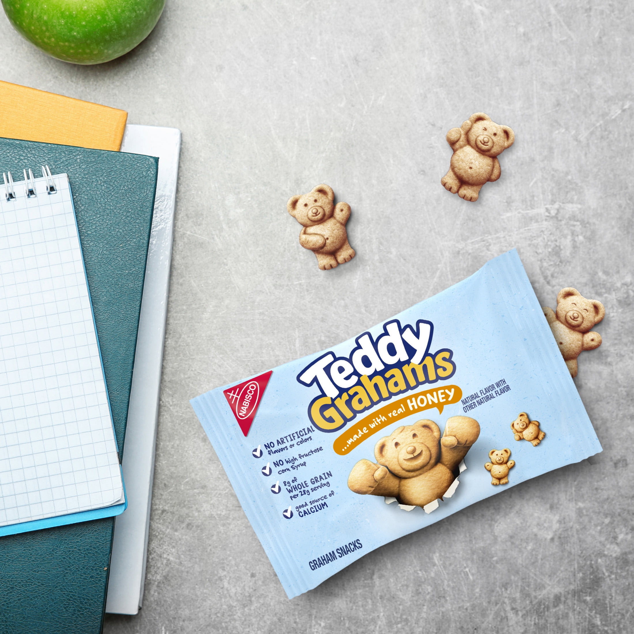 TEDDY GRAHAMS Honey Graham Snacks, 12 Kids Snack Packs