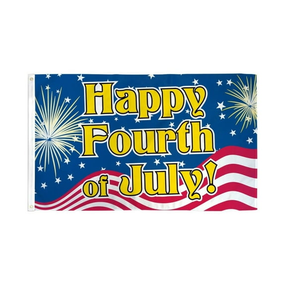 Happy 4th of July Flag 3x5ft Poly