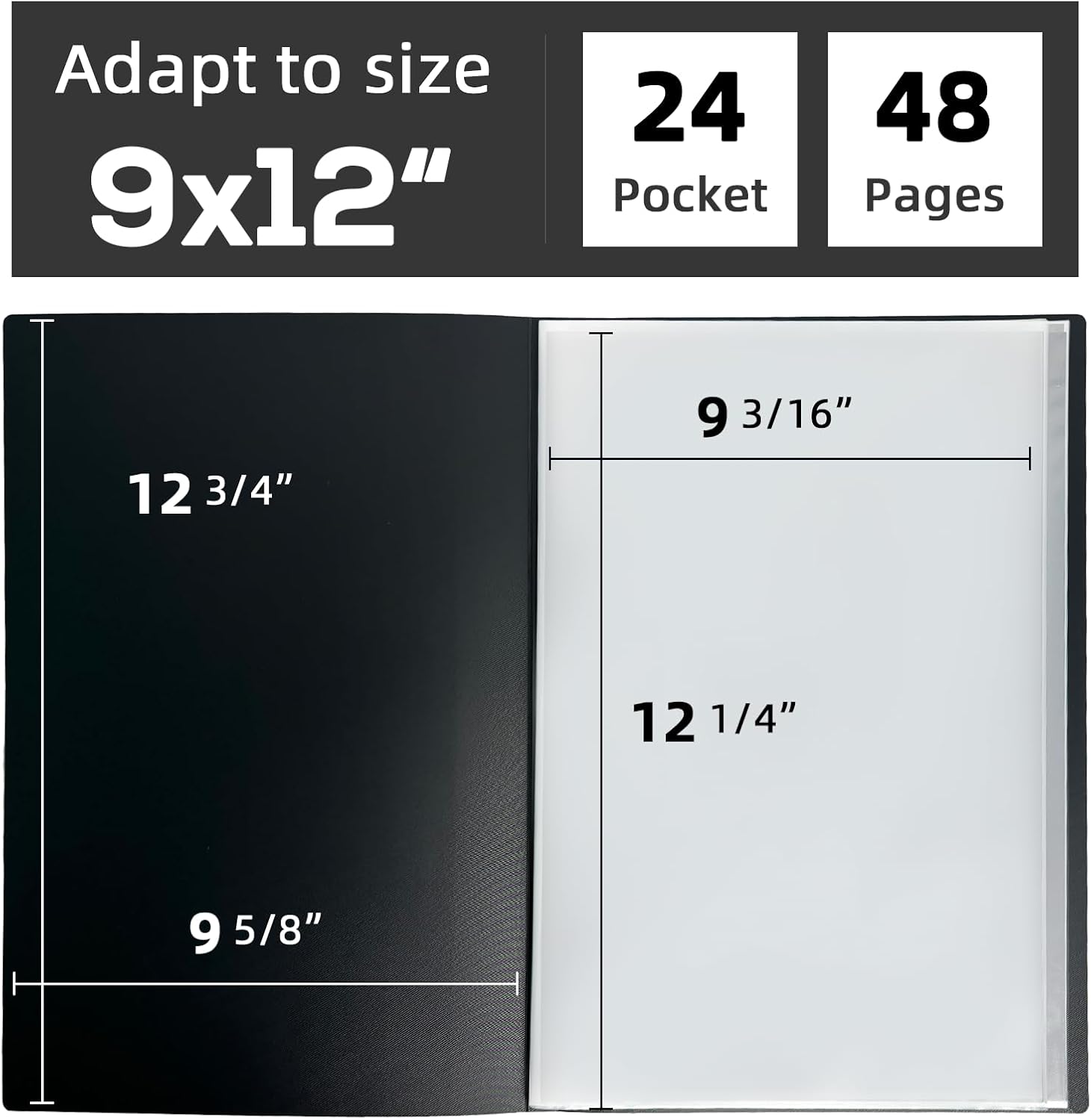 13x19 Art Portfolio Folder with Plastic Sleeves, 24-Pocket