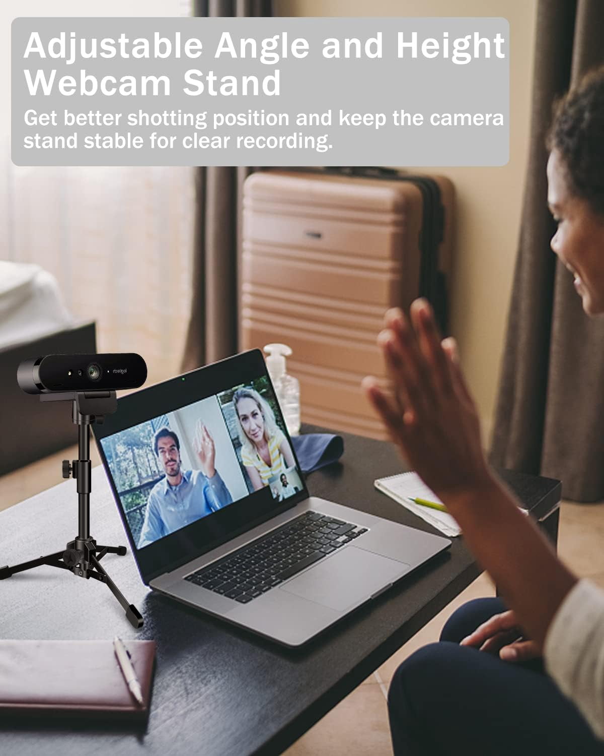 Desktop Webcam Tripod Stand, Extendable Webcam Camera Stand Tripod for Logitech Stream Webcam C925e C922x C922 C930e C930 C920 C615 and Other Devices with 1/4" Thread