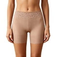 thumbnail image 2 of Women's Cooling Slip Shorts for Under Dresses Anti Chafing Shorts - 4-Way Stretch Nylon, Stay-Put Lace, Thin Waist,Light Brown 2XL, 2 of 5