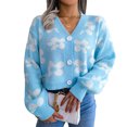 thumbnail image 2 of Jersey con una hilera de botones, cárdigan corto, suéter Floral para mujer, suéter corto, Top con estampado Floral, valor inmejorable, 2 of 6