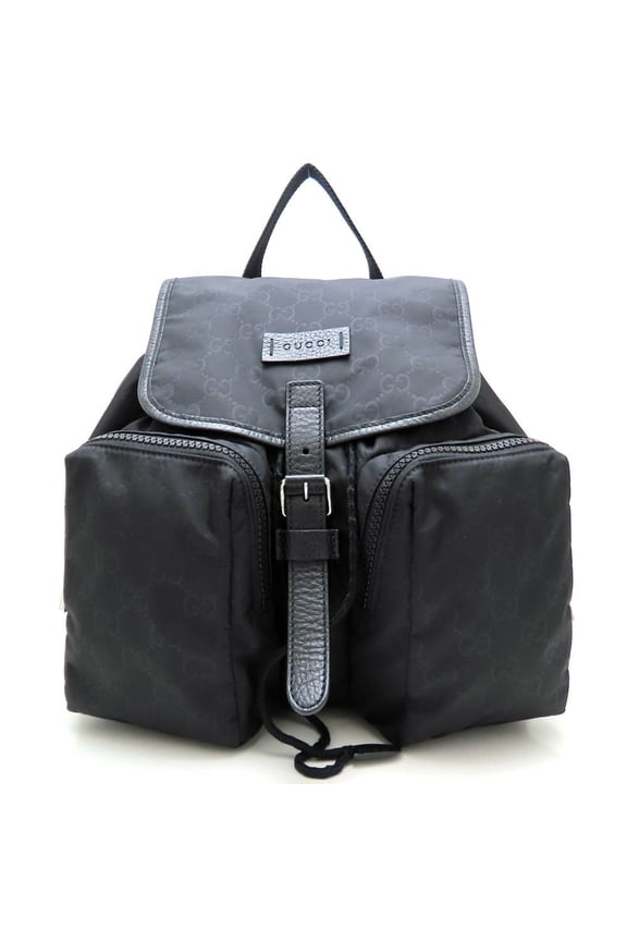 Pre-Owned GUCCI 510343 Backpack, Nylon x Leather, Black, Outlet, Women's, 353225
